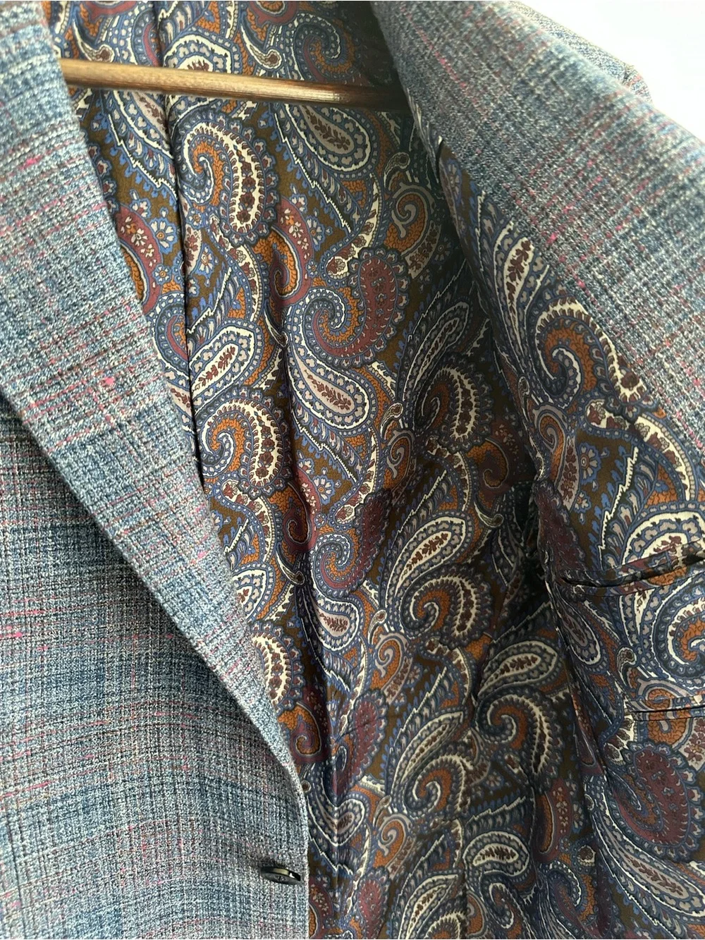Bespoke Scabal Saville Row Silk Blue Linen Blend Blazer Made in Germany EU52